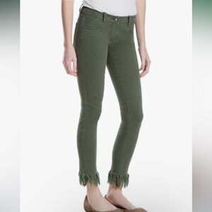 Max Studio Frayed-Hem Skinny Jeans Military Green Size 29